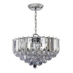 Luminosa Lighting Luminosa Fargo 3 Light Ceiling 39Cm Pendant Chrome, Clear Acrylic, E14 - thumbnail 1