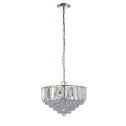 Luminosa Lighting Luminosa Fargo 3 Light Ceiling 39Cm Pendant Chrome, Clear Acrylic, E14 - thumbnail 6