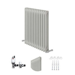 Ibathuk White 600X605X70 Two Column Radiator + Angled Valve-White - thumbnail 2