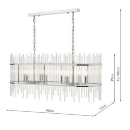 DAR Finola 8 Light Bar Pendant Polished Chrome Glass - thumbnail 4