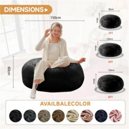 Abrihome Large 6-Foot Bean Bag Sofa Chair: Plush Reading Lounger For Adults, Perfect For Bedrooms, Balconies, And Cozy Corners, Black - thumbnail 6