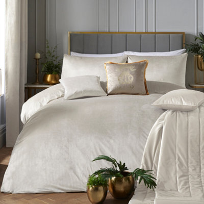 Laurence Llewelyn-Bowen Montrose Luxury Ivory Velvet Duvet Cover Set - image 1