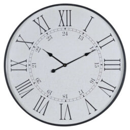 Wyld Haus Large 80Cm Vintage-Inspired Domed Round Wall Clock, Matt White Wood - thumbnail 2