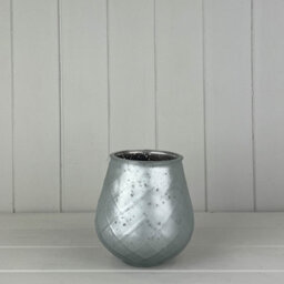Satchville Frosted Silver Glass Tealight Holder - thumbnail 1