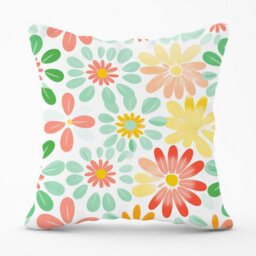 Warren Reed Designer Green And Yellow Flowers Outdoor Cushion 45Cm X 45Cm - thumbnail 1