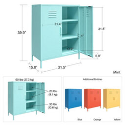 Novogratz Dorel Home Cache Metal Locker With 2 Doors Vertical In Orange - thumbnail 5