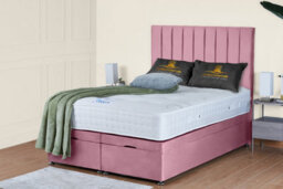 UKBEDFURNITURE Wilton Plush Pink End Opening Divan Ottoman Bed With 54 Inch Headboard - thumbnail 1