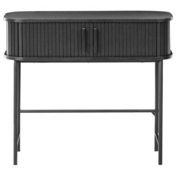 Wyld And Coco Retro Console Table Black Mdf And Metal 80 X 30 Cm Sliding Cabinet For Living Room - thumbnail 1