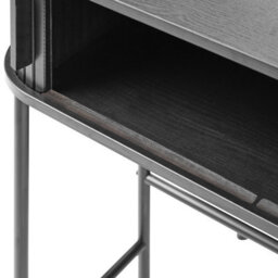 Wyld And Coco Retro Console Table Black Mdf And Metal 80 X 30 Cm Sliding Cabinet For Living Room - thumbnail 6