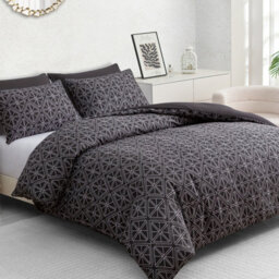 Lazzaro 100% Premium Brushed Microfiber Double Duvet Cover Reversible Hotel Quality Bedding Set - thumbnail 1