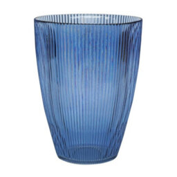 Ivyline Navy Ribbed Tall Vase H24.5Cm W18Cm - thumbnail 3