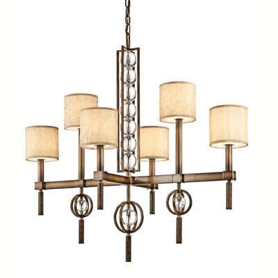Elegant 6 Bulb Chandelier Pendant Light In Cambridge Bronze Finish