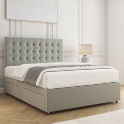 Bsspoke Isla Divan Bed Set Silver Plush Velvet 24Inch Panel Headboard & 2 Drawers Footend & Mattress In 4Ft 4Ft6 5Ft 6Ft - thumbnail 3
