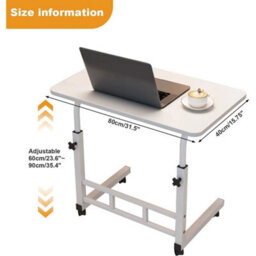 White Adjustable Height Computer Desk Small Space Overbed Home Office Laptop Table - thumbnail 2