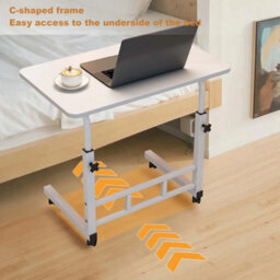 White Adjustable Height Computer Desk Small Space Overbed Home Office Laptop Table - thumbnail 3