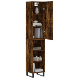 Berkfield Highboard Smoked Oak 34.5X34X180 Cm Engineered Wood - thumbnail 3