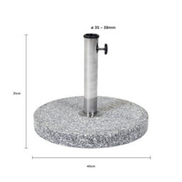 Charles Bentley 15Kg Round Granite Parasol Base Stone Umbrella Stand - thumbnail 7