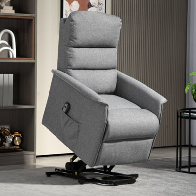 Homcom Power Lift Recliner Electric Reclining Chair With Remote Grey - image 1