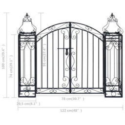 Vidaxl Ornamental Garden Gate Wrought Iron 122X20.5X100 Cm - thumbnail 6