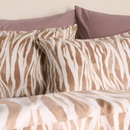 Ohs Watercolour Zebra Print Microfibre Duvet Cover Bedding Set, Tan - King - thumbnail 3