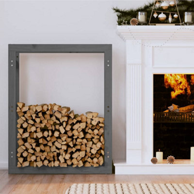 Walplus Firewood Rack Grey 80X25X100 Cm Solid Wood Pine - image 1