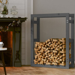 Walplus Firewood Rack Grey 80X25X100 Cm Solid Wood Pine - thumbnail 3