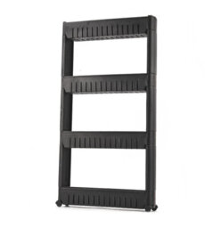 Hygrad Built to Survive Slim Slide Out Kitchen Trolley Rack Holder Storage Shelf Organiser Moving Wall Cabinets Tower Holder Rack On Wheels 4 Tier - Black - thumbnail 6