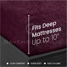 Gc Gaveno Cavailia Teddy Bear Plain Fitted Sheet King Aubergine Fleece Thermal Warm Super Soft & Warm Fluffy Fitted Bed Sheet - thumbnail 5