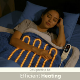 Keplin Large Electric Heated Throw Blanket , Machine Washable Fleece Wool Duvet, Overblanket, 1 Year Warranty, Navy/cream Jacquard - thumbnail 5