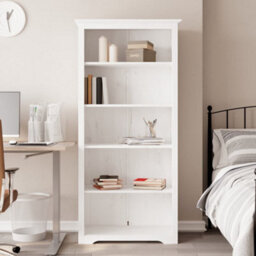 Walplus Bookcase Bodo White 80X38X180 Cm Solid Wood Pine 5-Tier - thumbnail 1