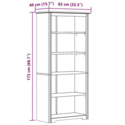 Walplus Bookcase Bodo White 80X38X180 Cm Solid Wood Pine 5-Tier - thumbnail 6