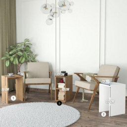 Nesting Coffee Table Set Of 3, Wooden Side Table Set For Living Room, Nest Of Tables, Compact Coffee Table (White&oak, Fika) - thumbnail 2