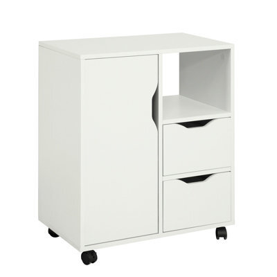 Sobuy Fbt105-W, Printer Cabinet With 2 Drawers And 1 Door Under Desk Storage On Wheels Mobile Filing Cabinet, White - image 1