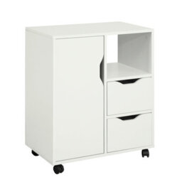 Sobuy Fbt105-W, Printer Cabinet With 2 Drawers And 1 Door Under Desk Storage On Wheels Mobile Filing Cabinet, White - thumbnail 1