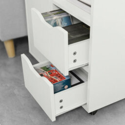 Sobuy Fbt105-W, Printer Cabinet With 2 Drawers And 1 Door Under Desk Storage On Wheels Mobile Filing Cabinet, White - thumbnail 8