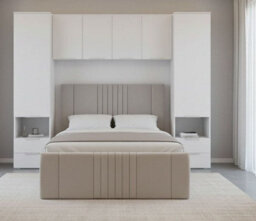Amos Mann Furniture Cellini Matte White 6 Door 4 Drawer Overbed Wardrobe Storage Unit With Hanging Rails - thumbnail 5