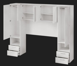Amos Mann Furniture Cellini Matte White 6 Door 4 Drawer Overbed Wardrobe Storage Unit With Hanging Rails - thumbnail 2
