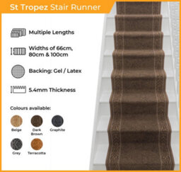 St Tropez Stair Runner - Hardwearing, Non-Slip & Durable Carpet For Stairs & Staircases, Multiple Lengths - thumbnail 2