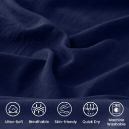 Bedlooms Navy Cotton Duvet Cover Set, Breathable & Anti-Allergic Bedding Pack, Super King 260X220Cm - thumbnail 4