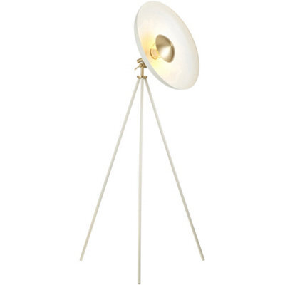 Loops 1460mm Floor Lamp - Warm White & Brushed Brass Plate - Standing Led Light Base & Shade - image 1