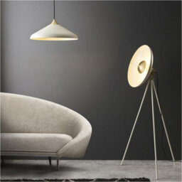 Loops 1460mm Floor Lamp - Warm White & Brushed Brass Plate - Standing Led Light Base & Shade - thumbnail 4