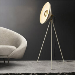 Loops 1460mm Floor Lamp - Warm White & Brushed Brass Plate - Standing Led Light Base & Shade - thumbnail 3