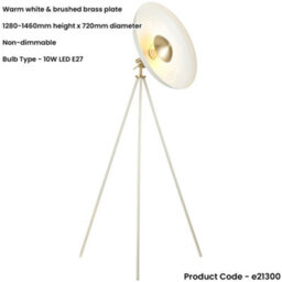 Loops 1460mm Floor Lamp - Warm White & Brushed Brass Plate - Standing Led Light Base & Shade - thumbnail 2