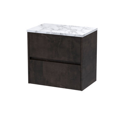 Balterley Chartley Contemporary 2 Drawer Wall Hung Vanity Unit With Laminate Worktop, Metallic Slate, 600mm - image 1