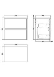 Balterley Chartley Contemporary 2 Drawer Wall Hung Vanity Unit With Laminate Worktop, Metallic Slate, 600mm - thumbnail 2