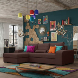 Virago Living Room Corner Sofa Bed Polyurethane Foam Wave Spring Wooden Legs Loose Cushions 285X165X90Cm Brown Left - thumbnail 2