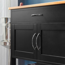 Sobuy Fkw45-Sch, Kitchen Storage Trolley Serving Trolley Kitchen Storage Cabinet With Rubber Wood Worktop, Black,w67Xd37.5Xh86.5 - thumbnail 4