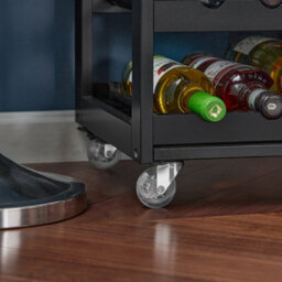 Sobuy Fkw45-Sch, Kitchen Storage Trolley Serving Trolley Kitchen Storage Cabinet With Rubber Wood Worktop, Black,w67Xd37.5Xh86.5 - thumbnail 6