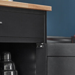 Sobuy Fkw45-Sch, Kitchen Storage Trolley Serving Trolley Kitchen Storage Cabinet With Rubber Wood Worktop, Black,w67Xd37.5Xh86.5 - thumbnail 8