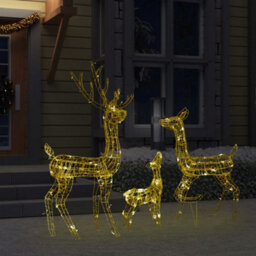 Berkfield Acrylic Reindeer Family Christmas Decoration 300 Led Warm White - thumbnail 3